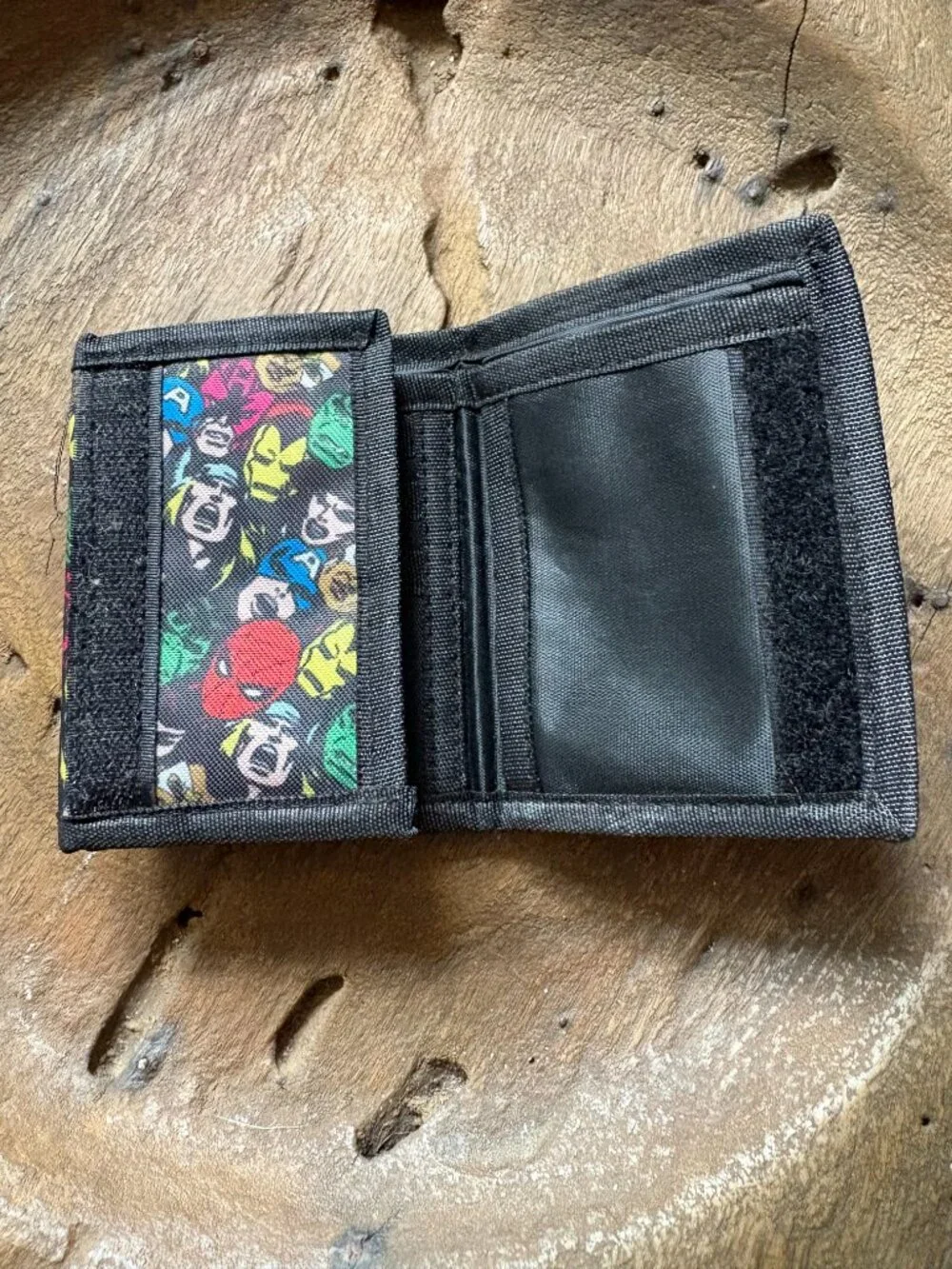 Marvel Comics black Velcro wallet card case